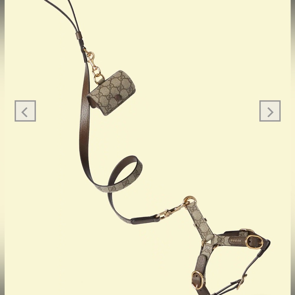 GUCCI MEDIUM PET HARNESS, PET LEASH, AND WASTE BAG HOLDER